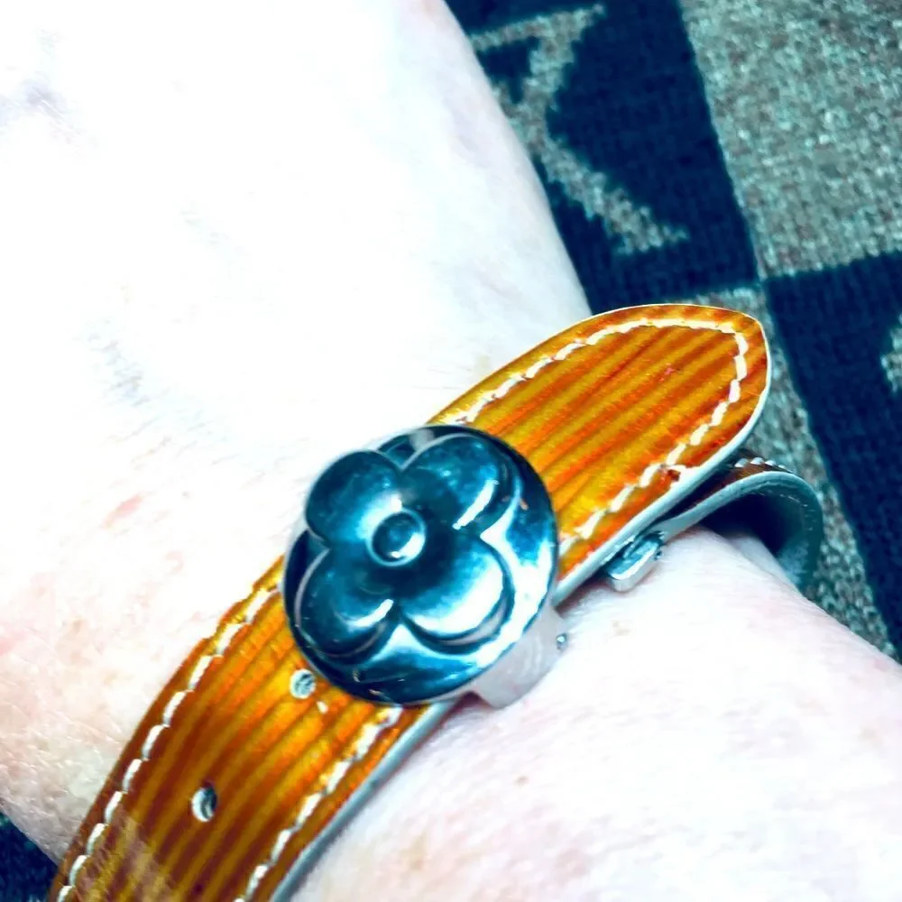 Louis Vuitton Eli Vernis Flower Wrap Bracelet burnt Orange/ brown